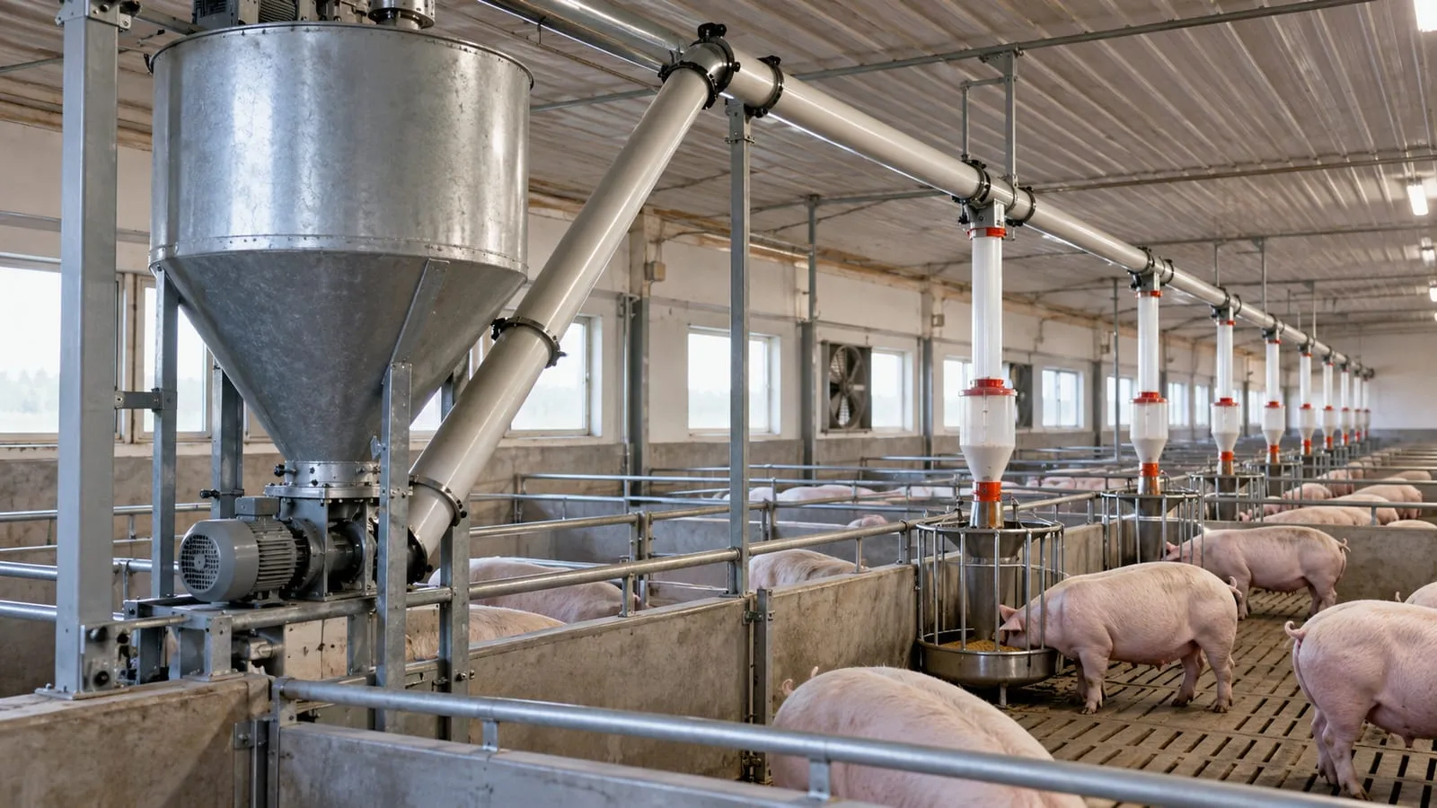 Auger Feeding Systems for a pig farm