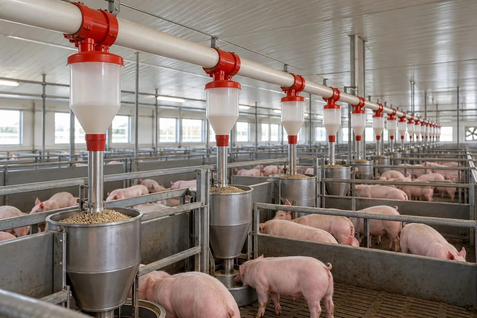 Chain-Disc Feeding Lines for a pig farm
