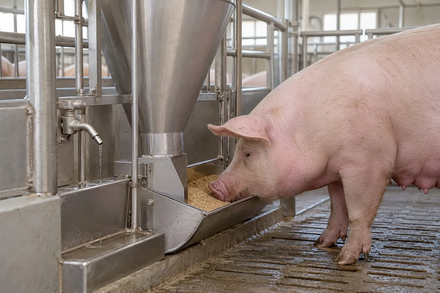 Dry-Wet Feeders for a pig farm
