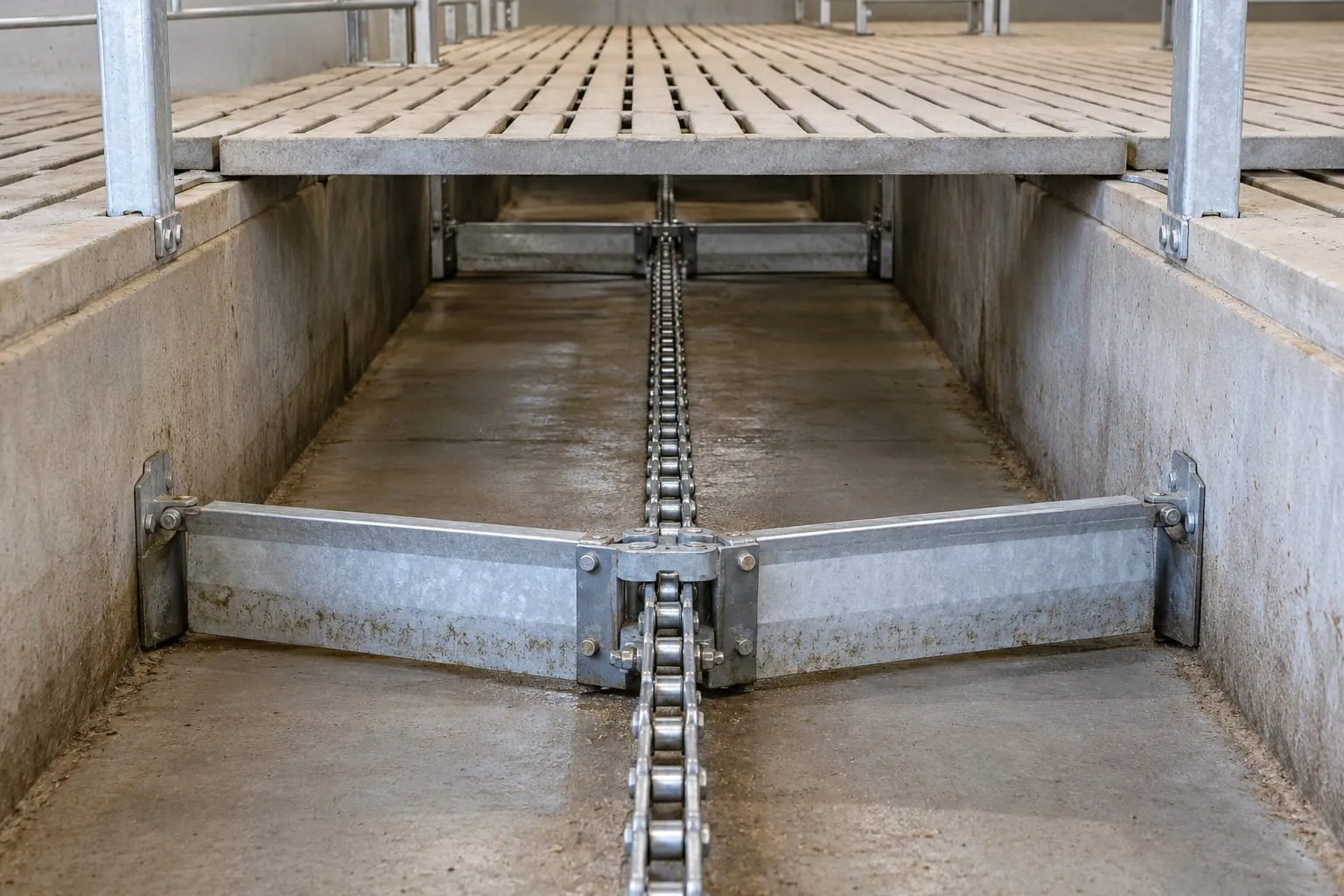 Manure Scrapers for a pig farm