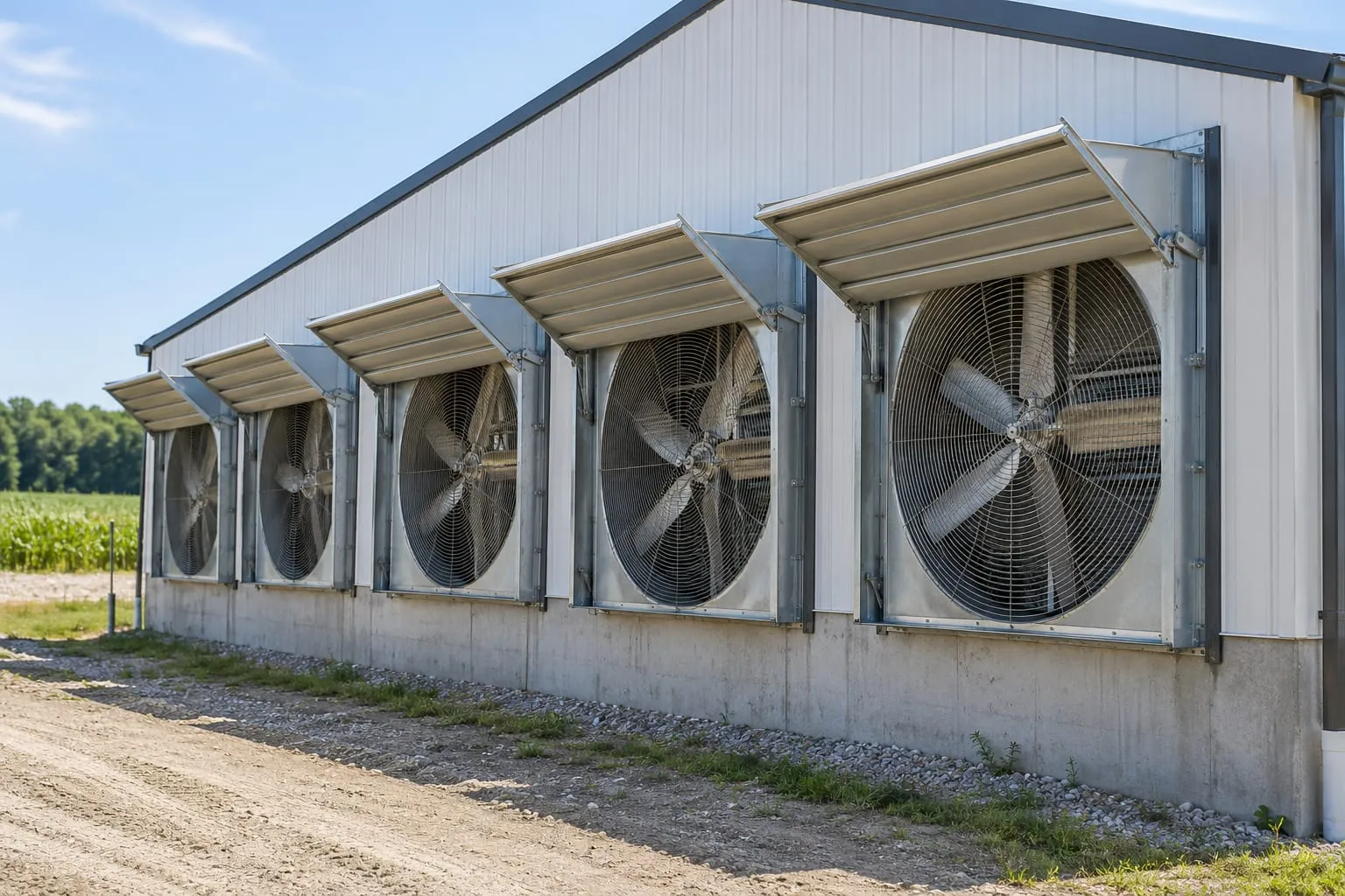 Negative-Pressure Exhaust Fans for a pig farm