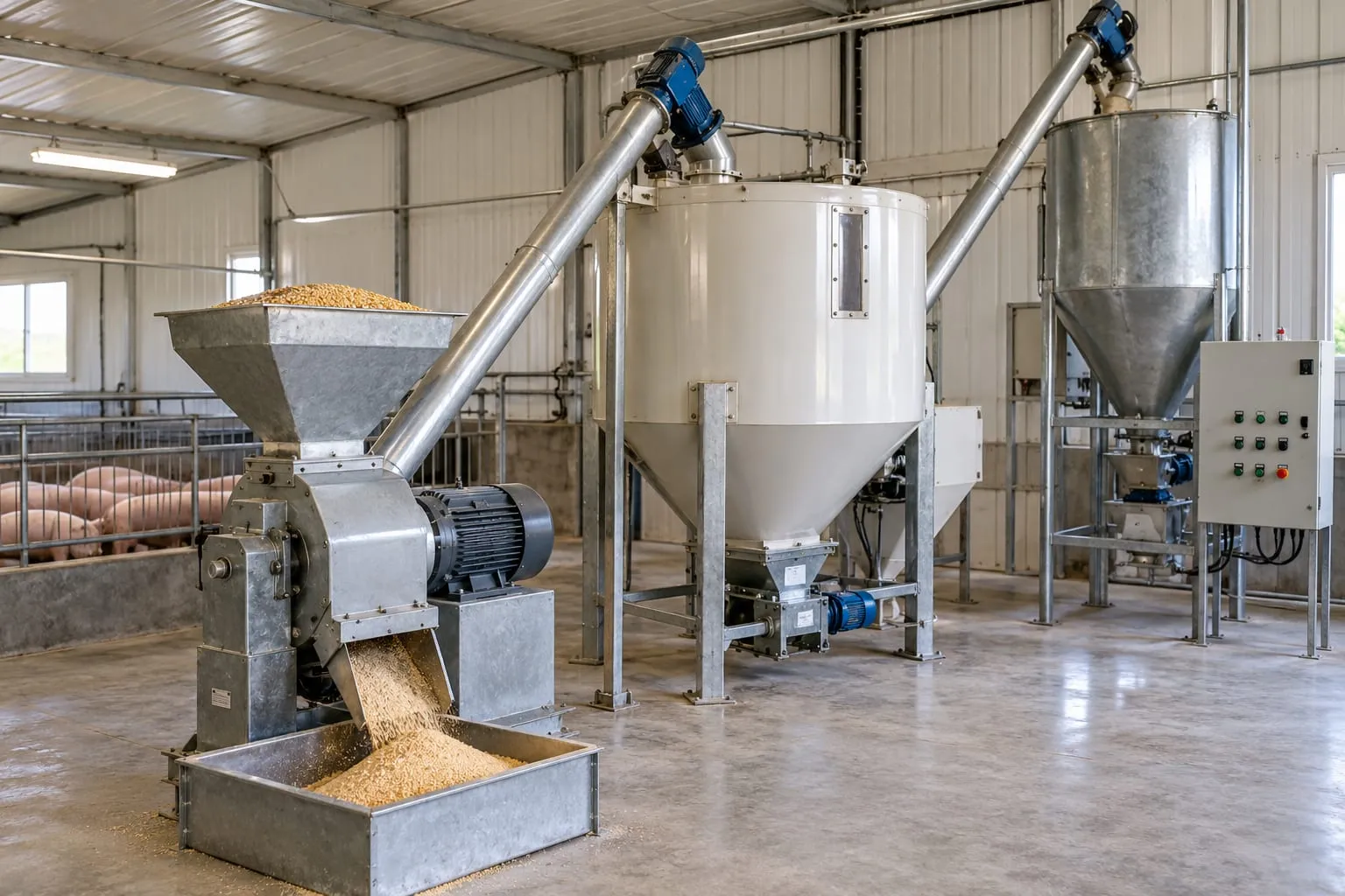 On-Farm Feed Mixing Units for a pig farm