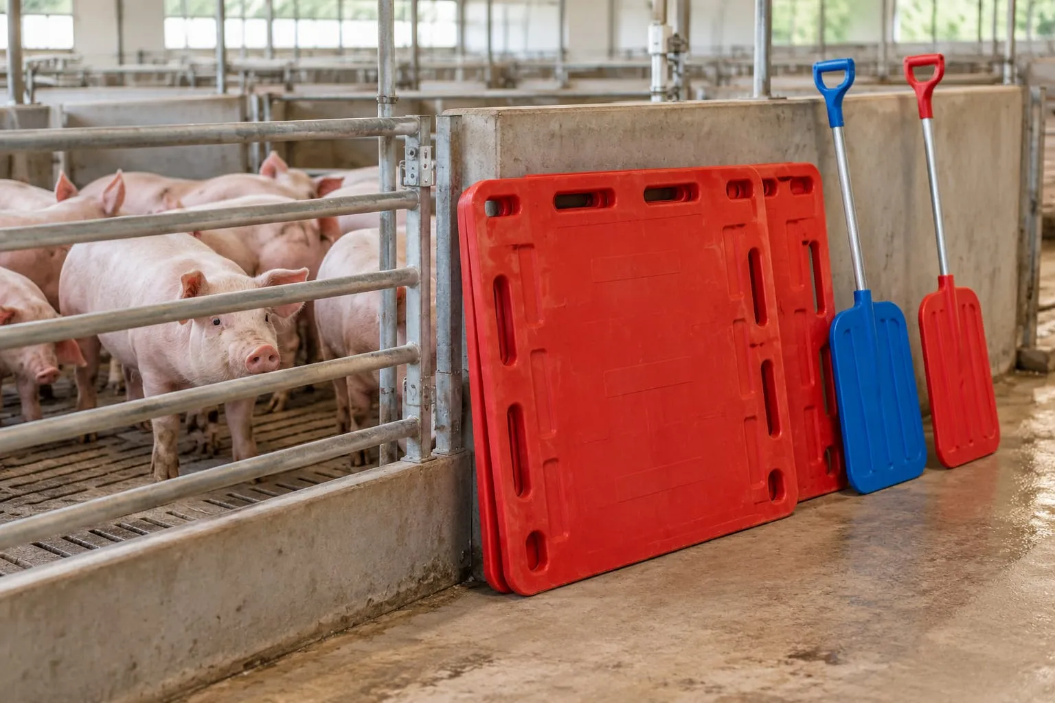 Pig Sorting Boards and Hand Tools for a pig farm