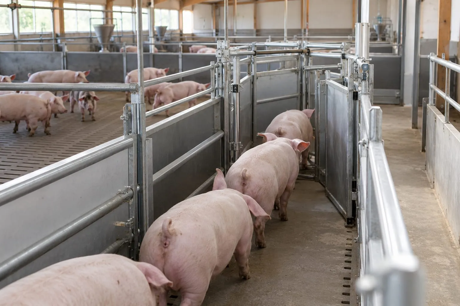 Sorting Gates and Driving Alleys for a pig farm
