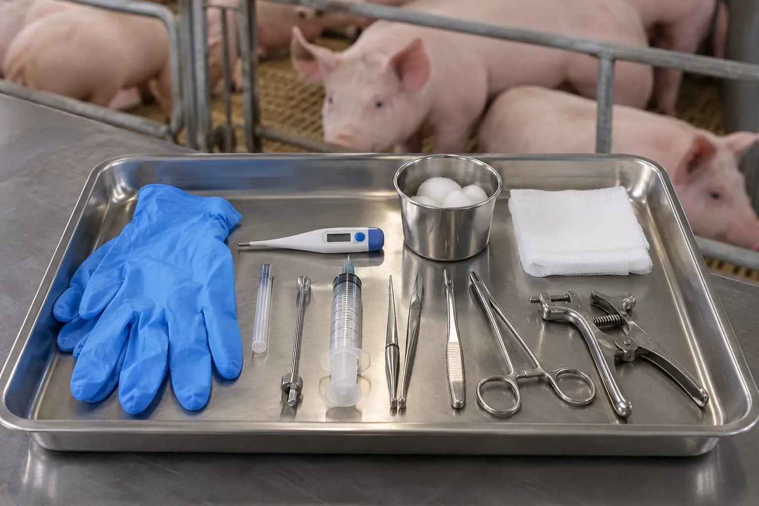 Veterinary Instruments for a pig farm